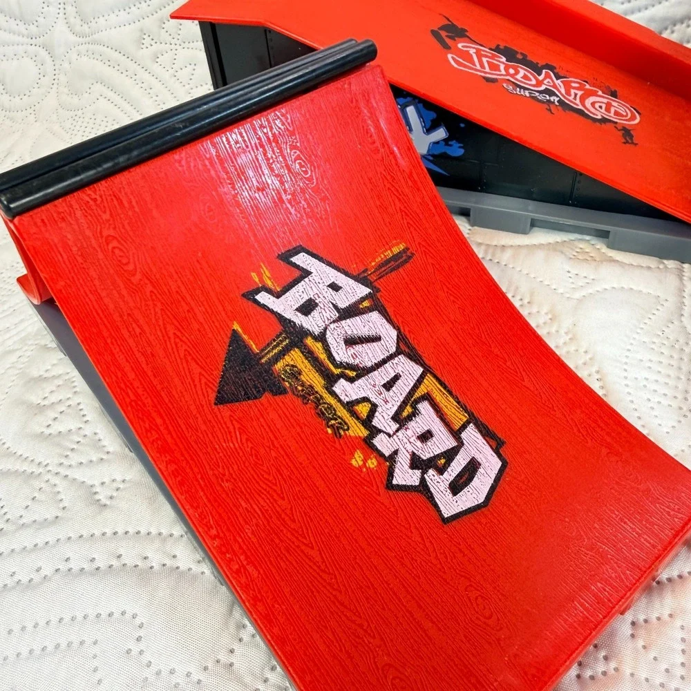 Tech Deck Fingerboard Ramp Lot Orange Quarter Pipe Kicker Stair Set Pre-owned